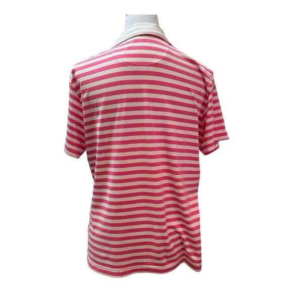 Kate Lord Performance Preppy Pink White Collar Short Sleeve Polo Golf Shirt Sz L - Picture 5 of 9